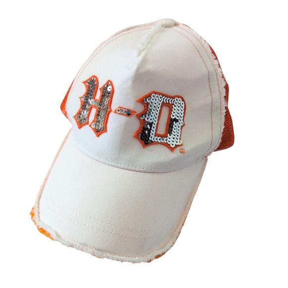 Y2K Harley-Davidson Trucker Hat Snapback Mesh - Rhinestone Sequin Edgy 2000s - Picture 1 of 9